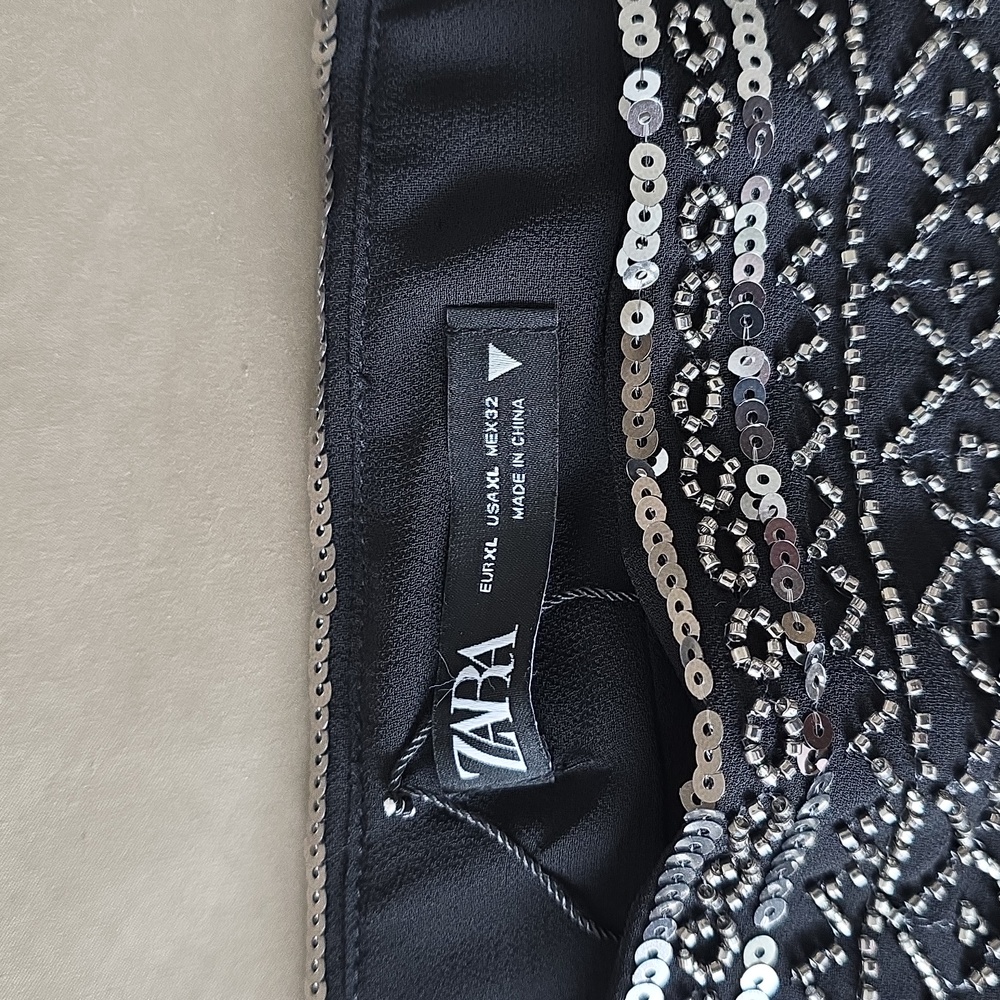 Zara Black Sequin Mini Skirt Resort Wear - Picture 6 of 8